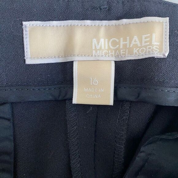 NWT Michael Kors Sleek Navy Blue High Rise Pintuck Chic Ankle Trouser Pants, 16 - Picture 5 of 6